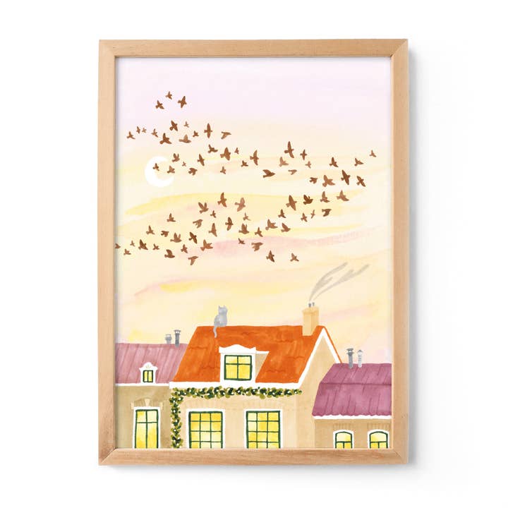 Póster A4 estorninos para venta al por mayor de Studio Kuukeluus