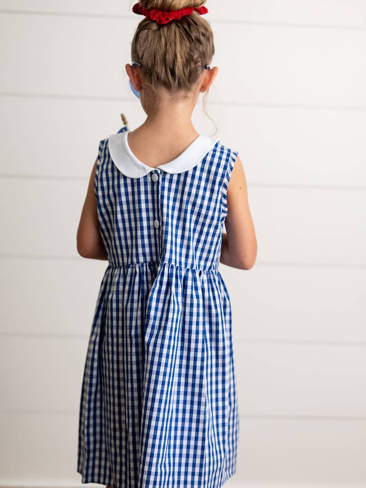 Wren & James - Wholesale Dress - Kids - Kids Navy Check Gingham Peter Pan Collar Spring Summer Dress