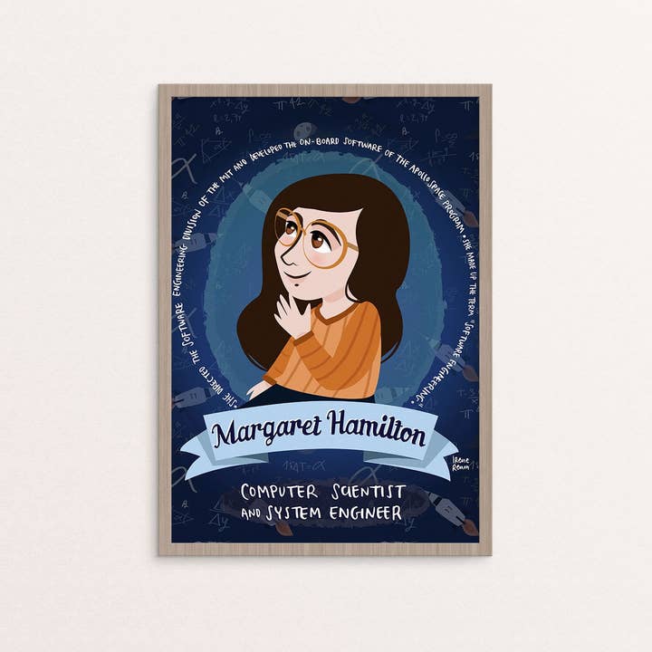 Irene Renon illustrations - Wholesale Poster - Margaret Hamilton, Classroom Decor, Computer Science Gift,2
