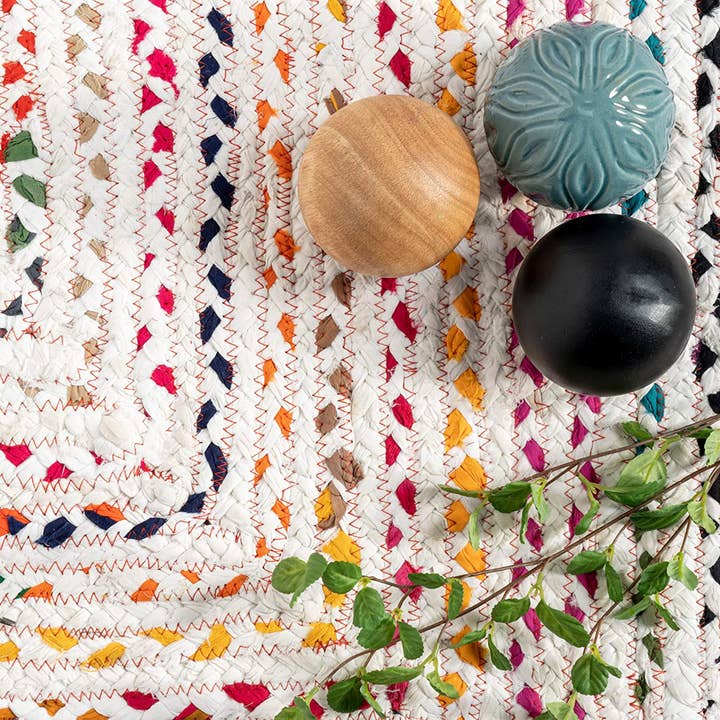COZY HOMES COLLECTION - Wholesale Area Rug - Handmade Braided Cotton & Jute Chindi Multicolor Area Rugs