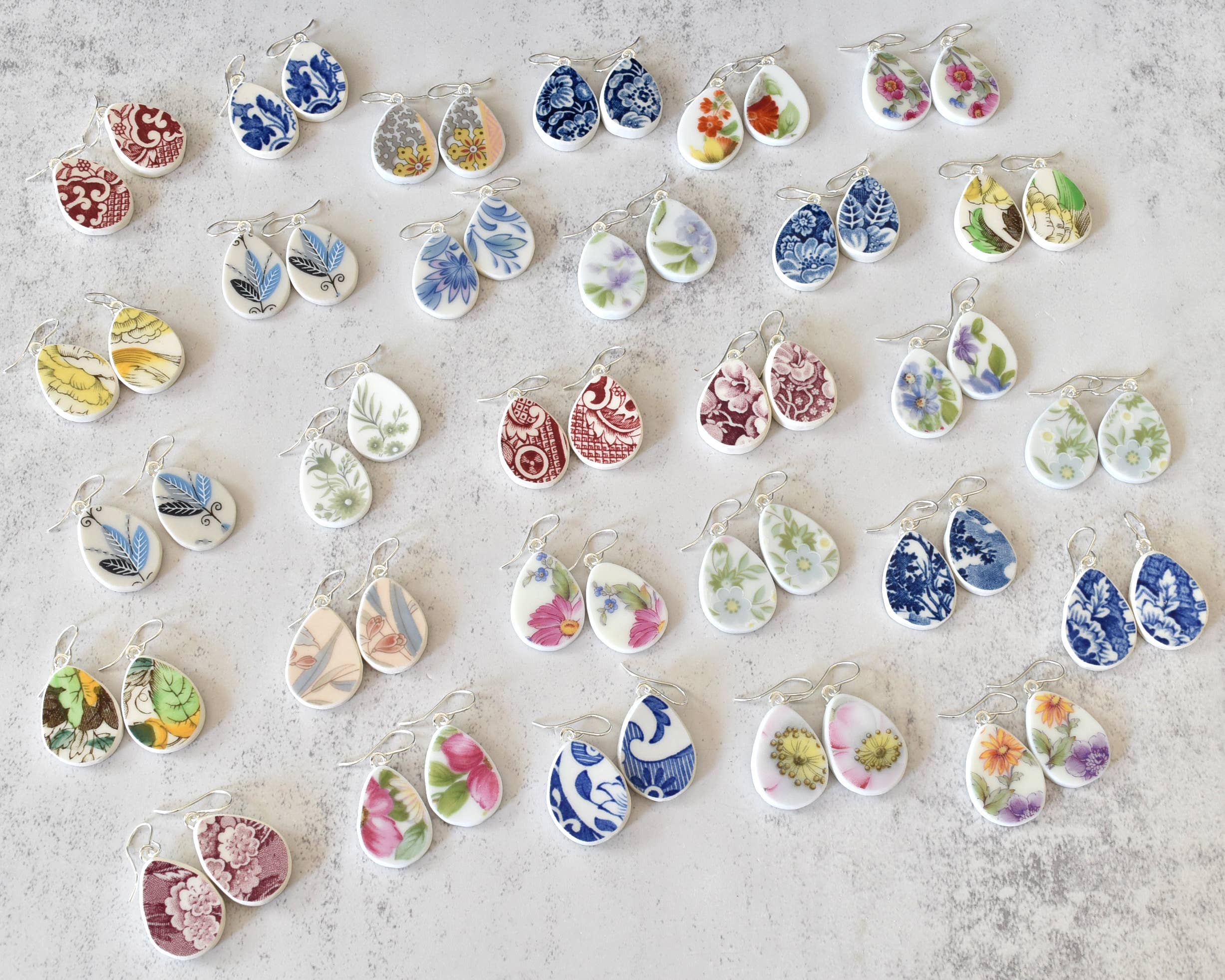 The Broken Plate Pendant Co - Wholesale Dangle Earrings - Broken Plate Dangle Earring - Teardrop Shape3