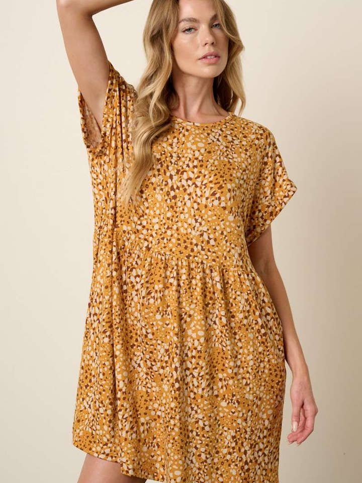 ANIMAL PRINT BABYDOLL MINI DRESS for wholesale by mittoshop