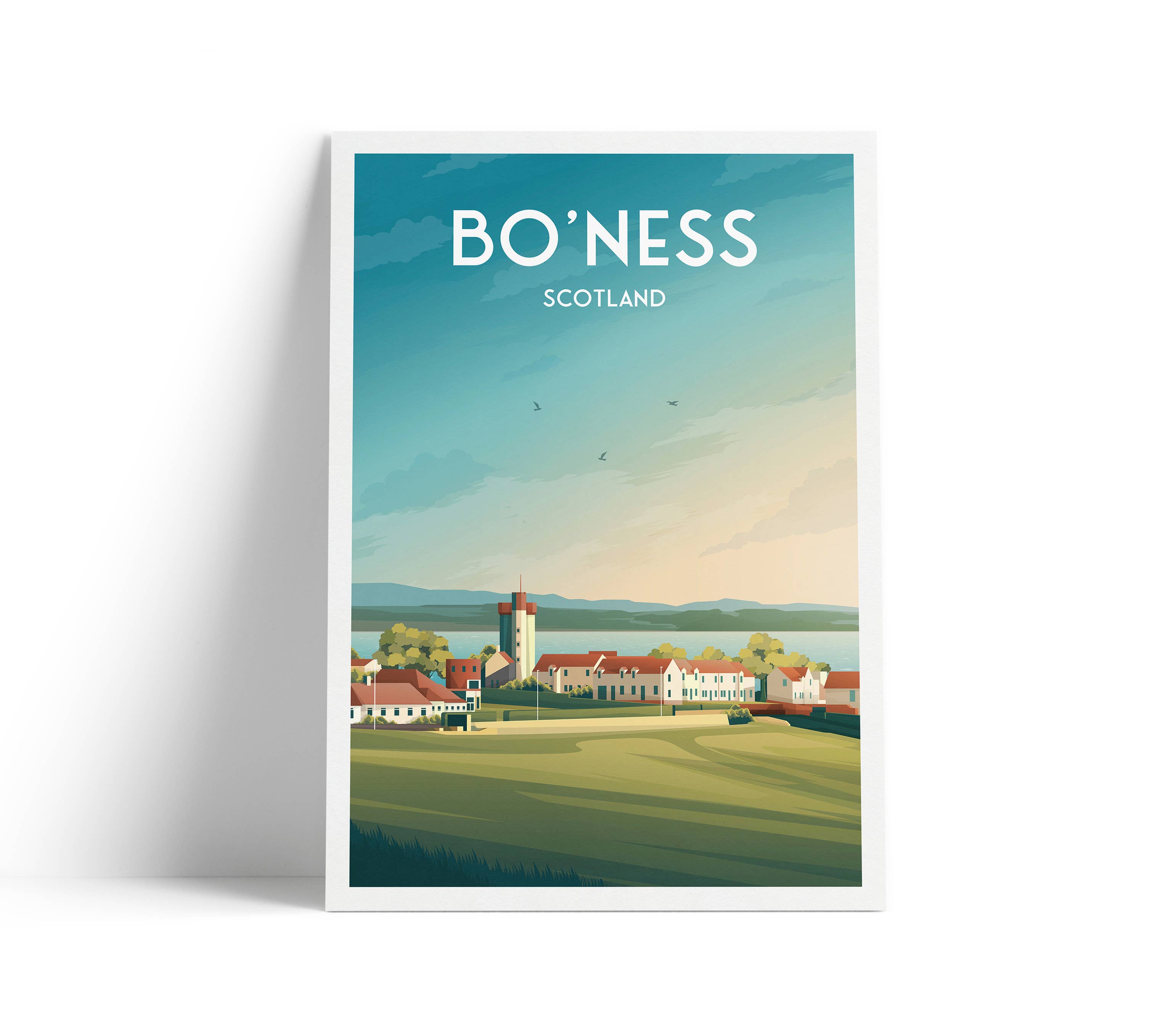 Printagonist - Wholesale Art Print - Bo'Ness Print, Scotland Travel Poster, Borrowstounness Illus0