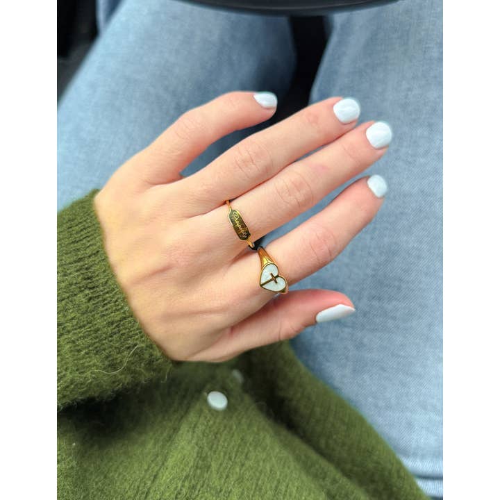 Elevated Faith - Wholesale Signet Ring - Enamel Heart Cross Ring1