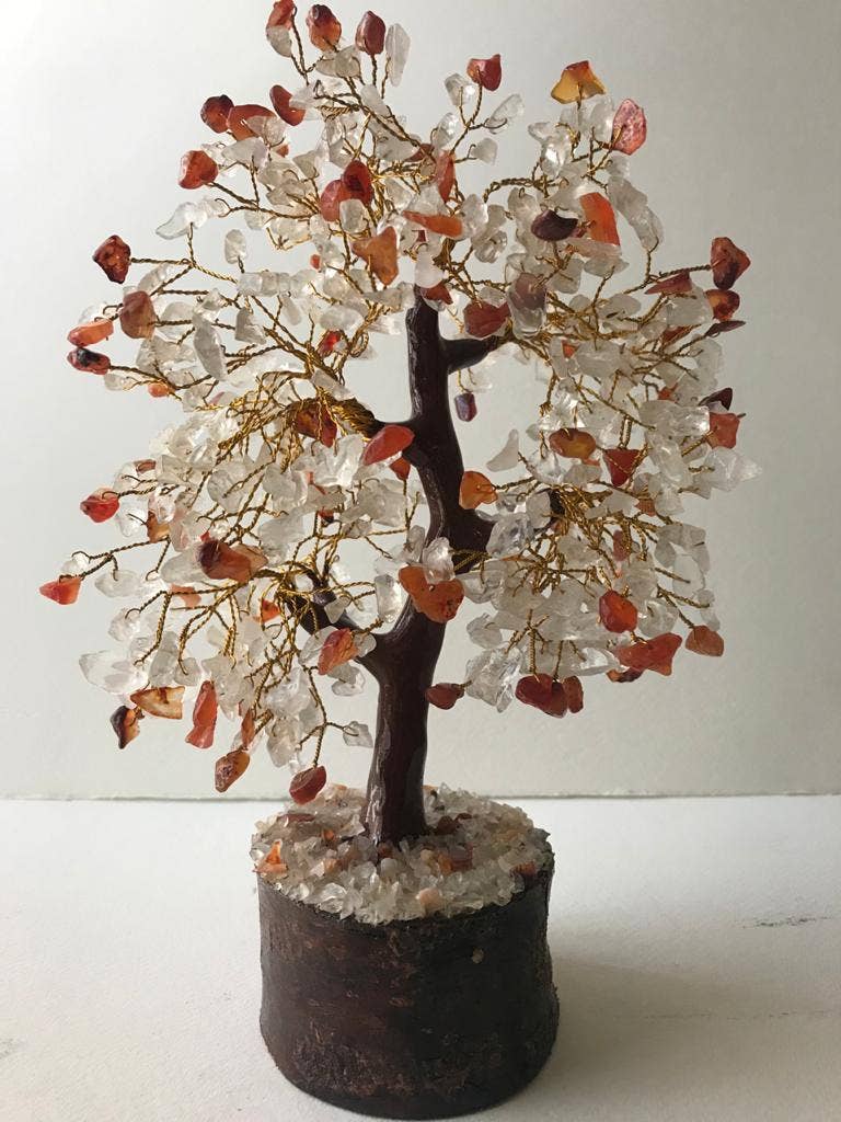 jiomind - Venta al por mayor Piedras/cristales espirituales - Cuarzo transparente+árbol de piedras preciosas de cornalina (500 fichas, alambre dorado)1