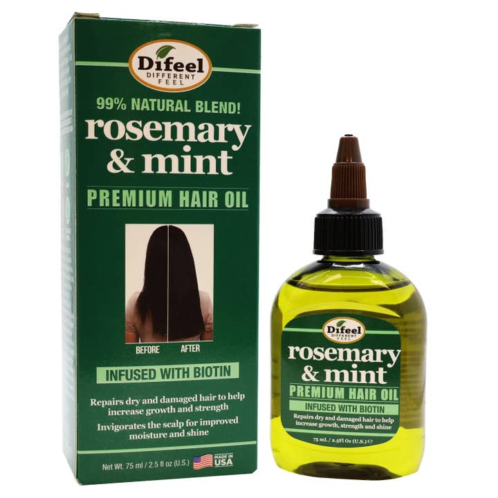 Difeel Rosemary and Mint Premium Hair Oil 2.5 Oz. for wholesale by KT Supply
