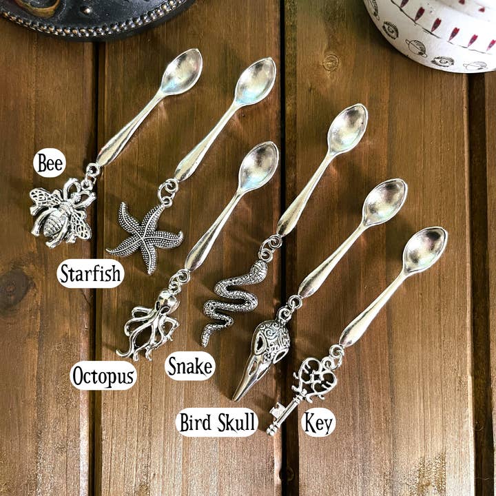 Moondust and Raven - Wholesale Kitchen Spoon - Witchy Charm Spoons, Witch Spoons, Herb Spoons