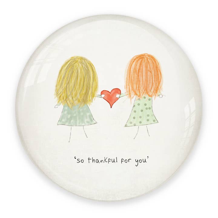 Glass Dome Paperweight 'So Thankful For You' - Blonde/Red for wholesale by Susan Case Designs