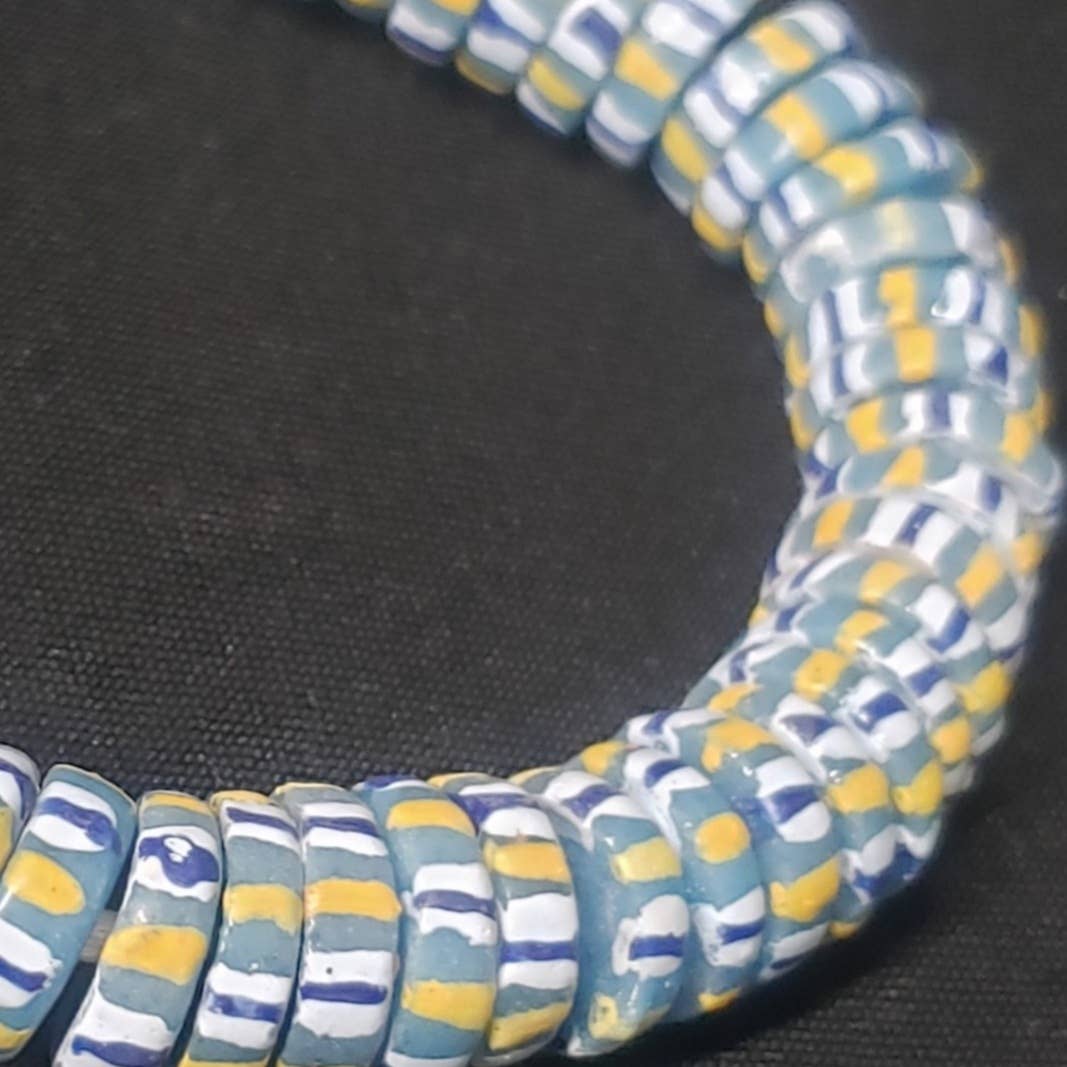 Aadampo African Beads - Wholesale Beads - African glass beads, chevron stripped spacer beads1