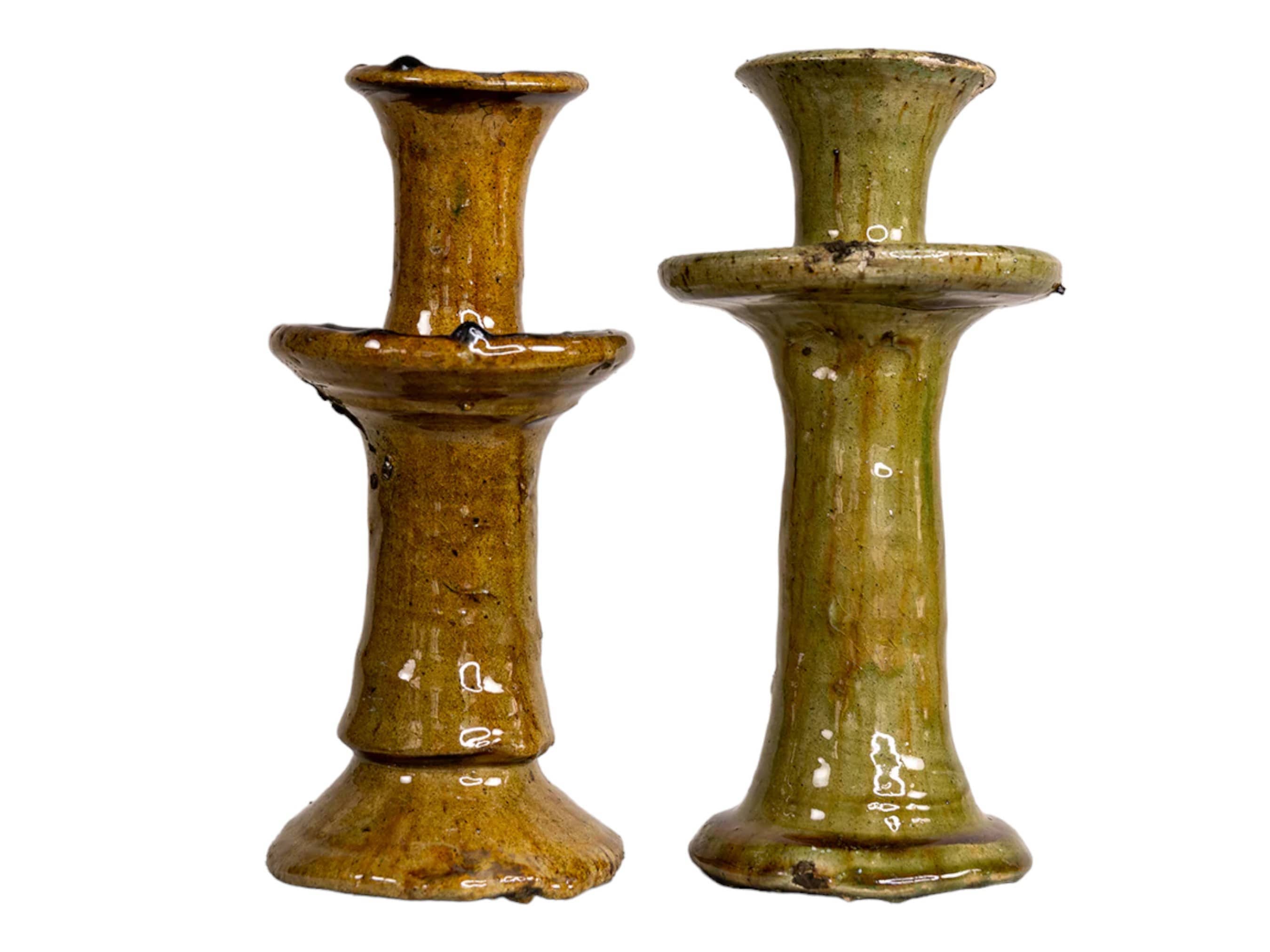 Moroccantastics – Großhandel Kerzenhalter – Handgefertigte marokkanische Vintage Tamegroute-kerzenhalter in ocker – 3er-Set glasierte Keramik7