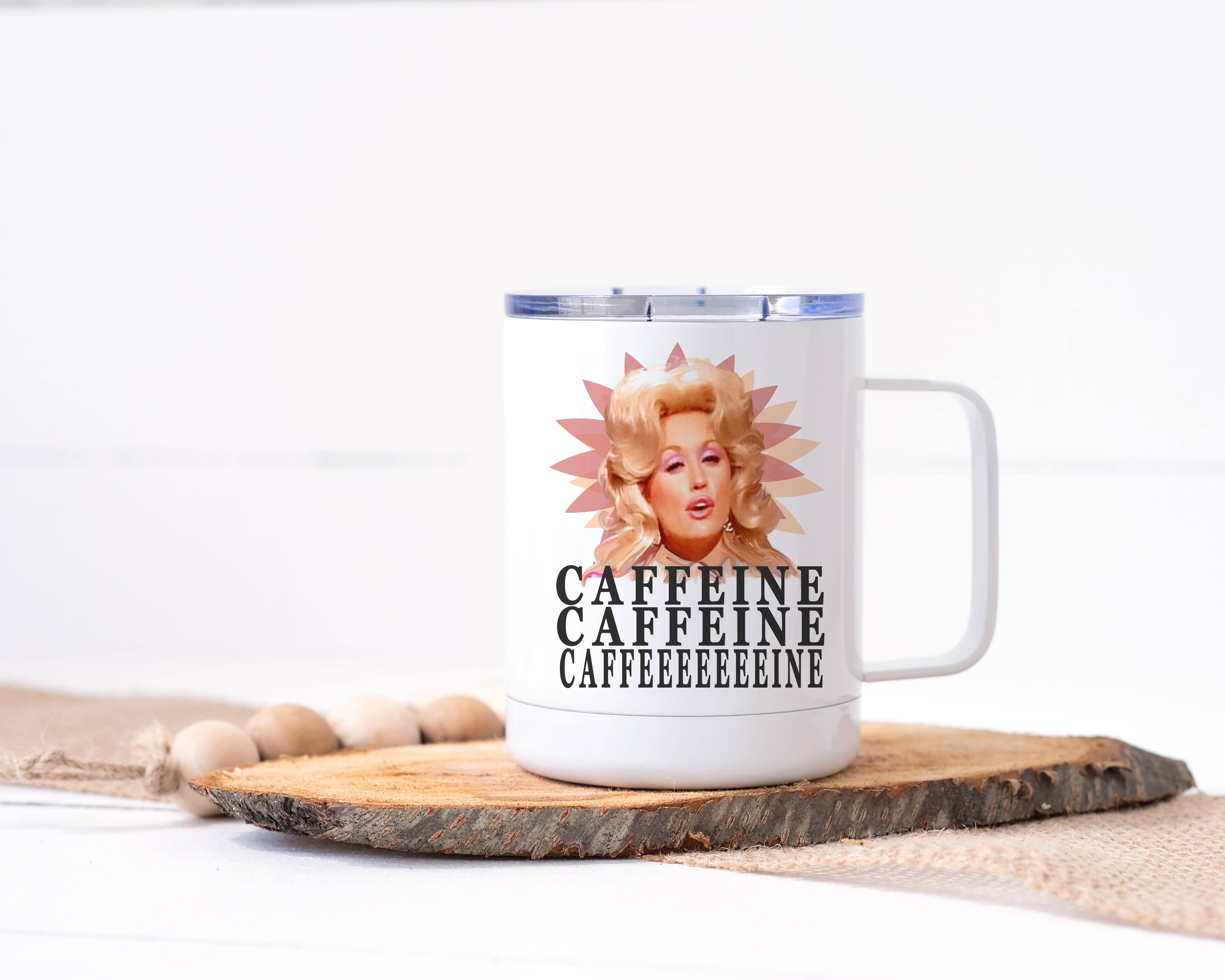 Calm Down Caren - Vente Gourde/bouteille isotherme - Dolly Parton Mug de voyage caféine en acier inoxydable