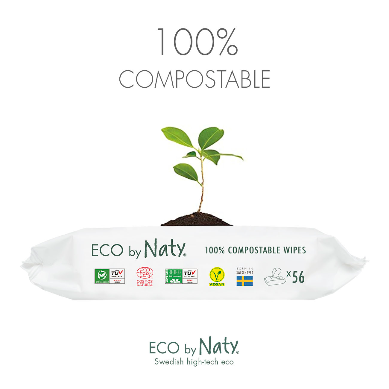 Eco by Naty - Vente Lingettes visage et corps – bébé - Lingettes bébé non parfumées, 56 pcs2