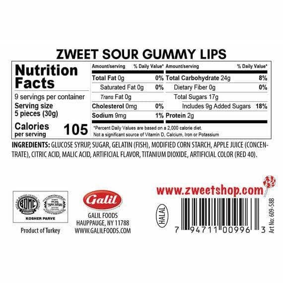 Galil Brands - Wholesale Gummy - Sour Gummy Lips | Zweet | 10 oz2