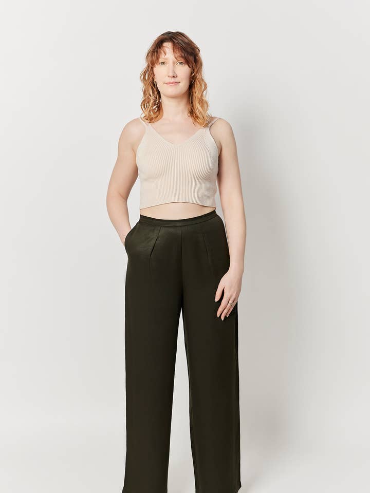 The Wide Leg Pant - Deep Olive for wholesale by Aam The Label