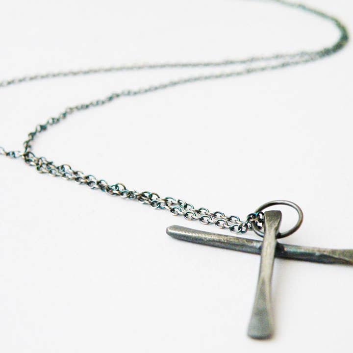 SteamyLab – wholesale Hänge-/berlockhalsband – Svart kors långt hänge halsband oxiderad minimalistisk