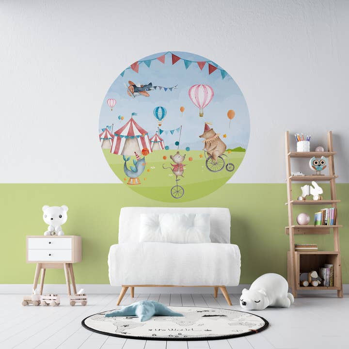 Tapet Circle - PÅ FUNFAIR - Cirkus tapet for engroshandel hos Walloha