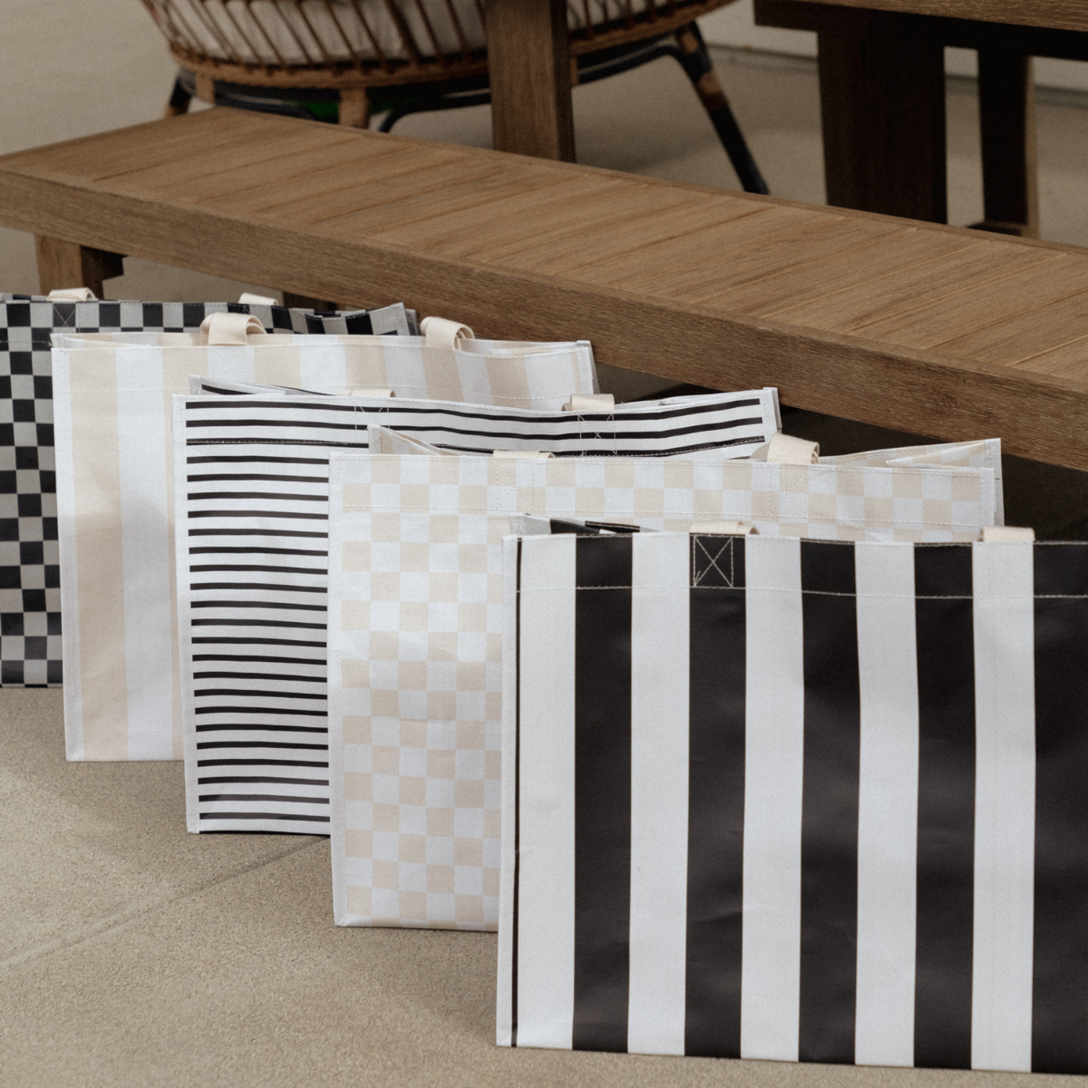 Black Thin Stripe XL All Day Bag with Matching Removable Pouch for wholesale on Faire8