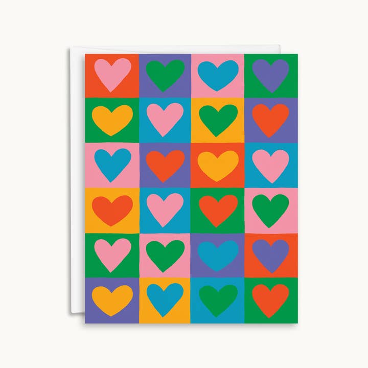 Checker Hearts Card for wholesale by Salad Bar Studio