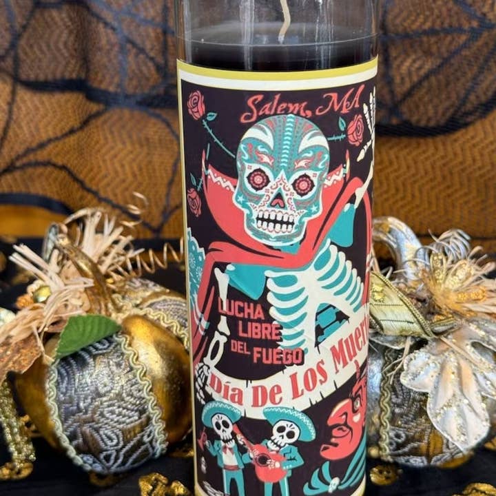Bougie Dia de los Muertos - Salem Mort pour la vente par Ceridwen’s