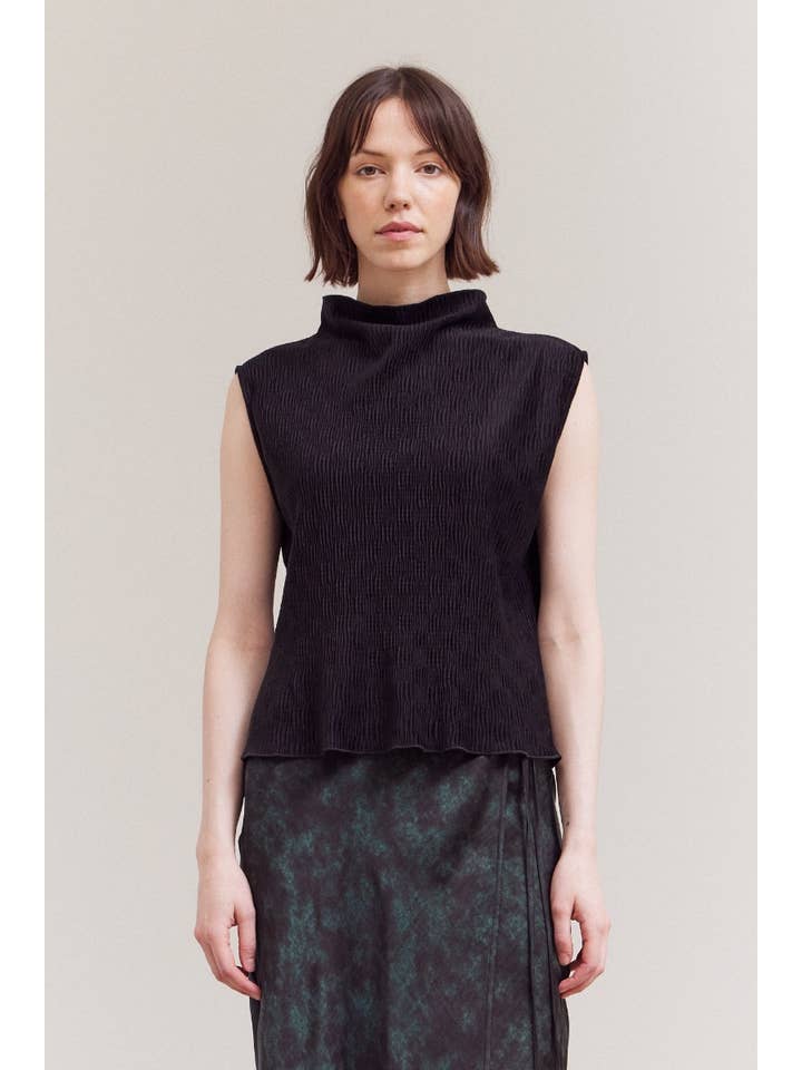 Grade & Gather - Wholesale Blouse - Women's - 42068 - CRINKLED VELVET MOCK NECK TOP