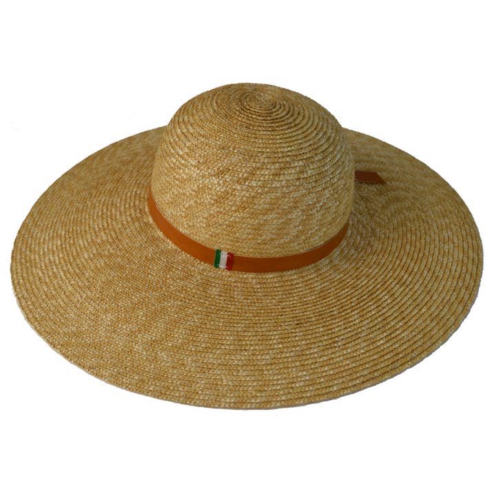 Pamela Straw Hat with Genuine Italian Leather for wholesale by Pratesi