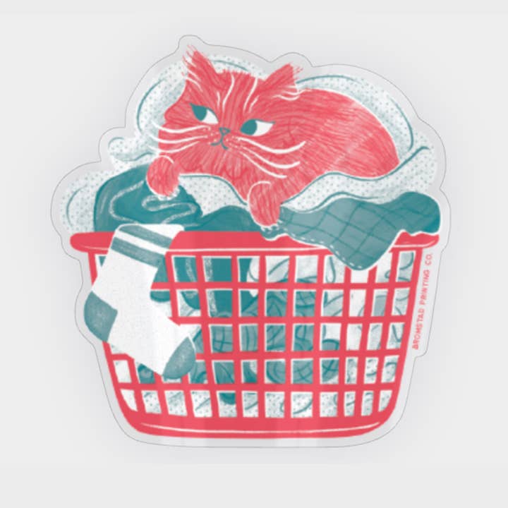 Adesivo Trasparente Gatto da Bucato per la vendita all'ingrosso da parte di Bromstad Printing Co.