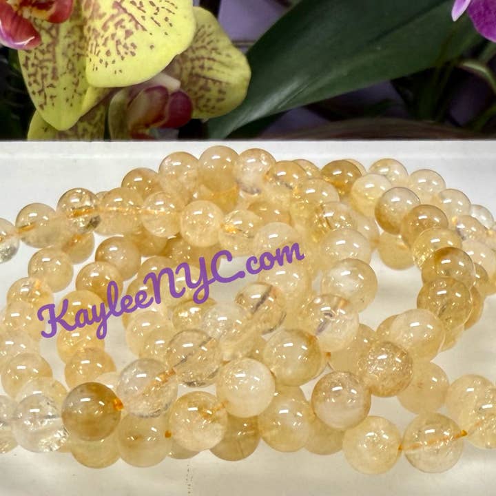 KayleeNYC - Wholesale Beaded Bracelet - Citrine 8mm 7.5” Crystal Stretch Bracelets4