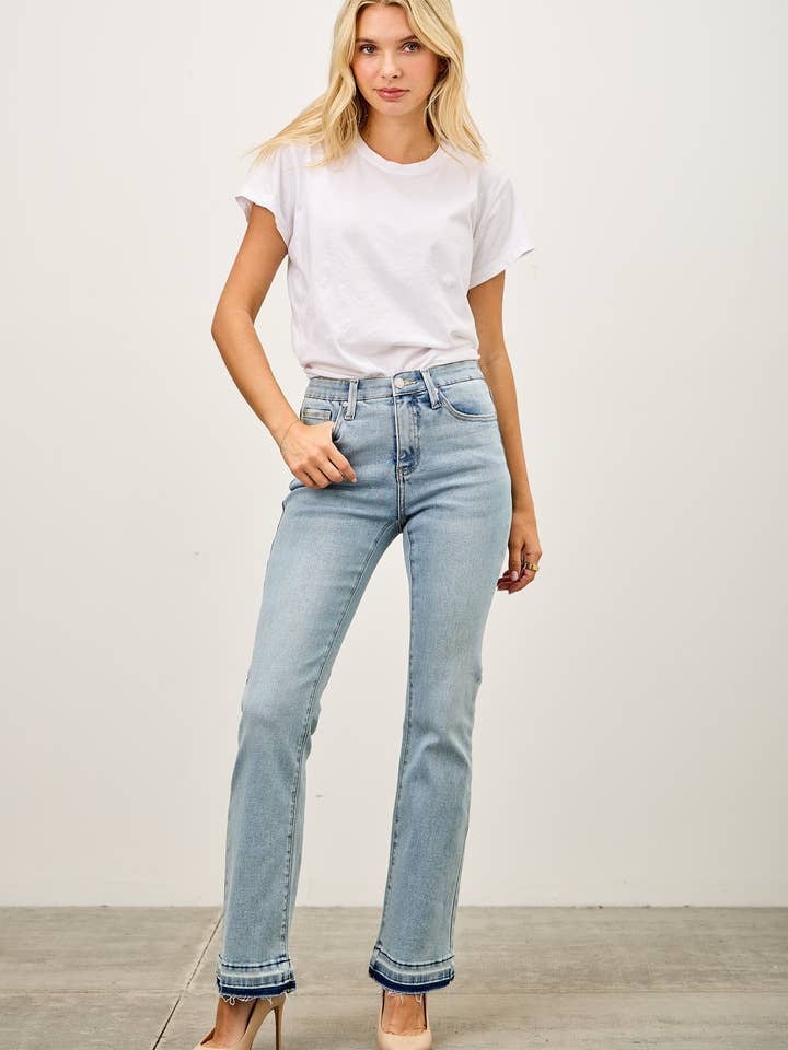 P81488M-PLUS MID RISE FLARE WITH RELAESED HEM for wholesale by SAIGE DENIM