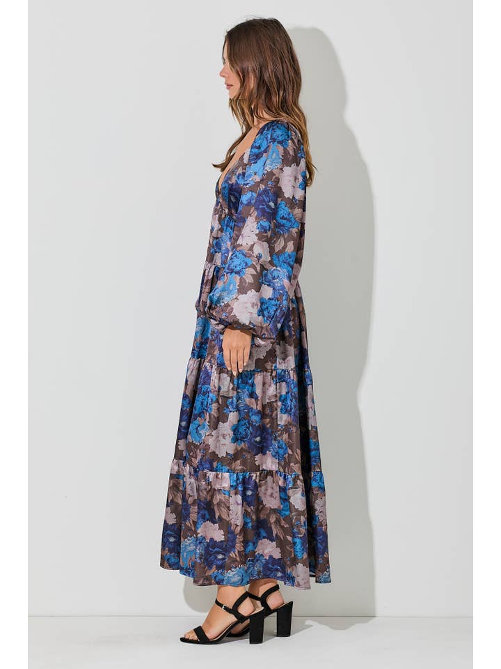 Baevely by Wellmade USA - Wholesale Dress - Women's - PRINTED FLORAL TIERED MAXI DRESS