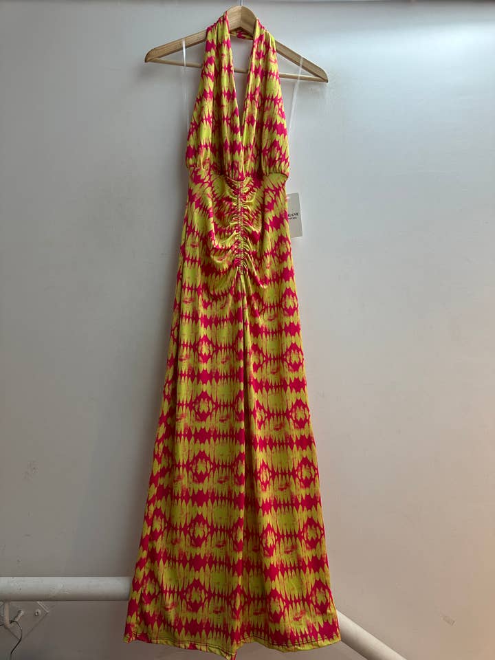 LORIANE - Wholesale Dress - Women's - 6194A Off-the-shoulder printed long dress one size 9