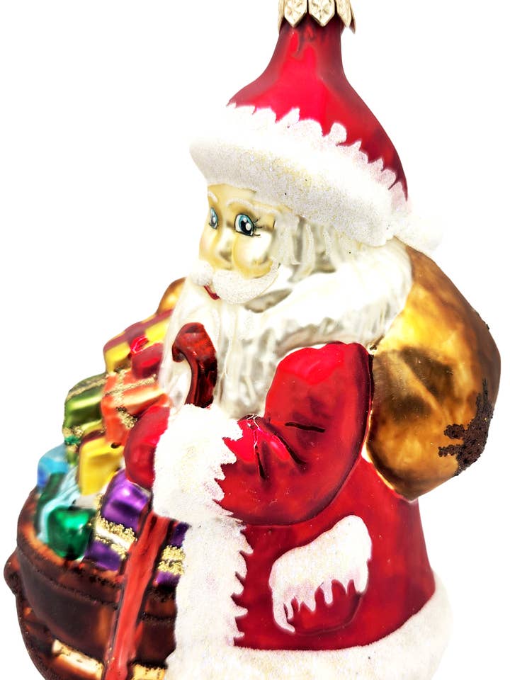 Jultomten med en slädglas julprydnad för wholesale av Mia's Polish Treasures