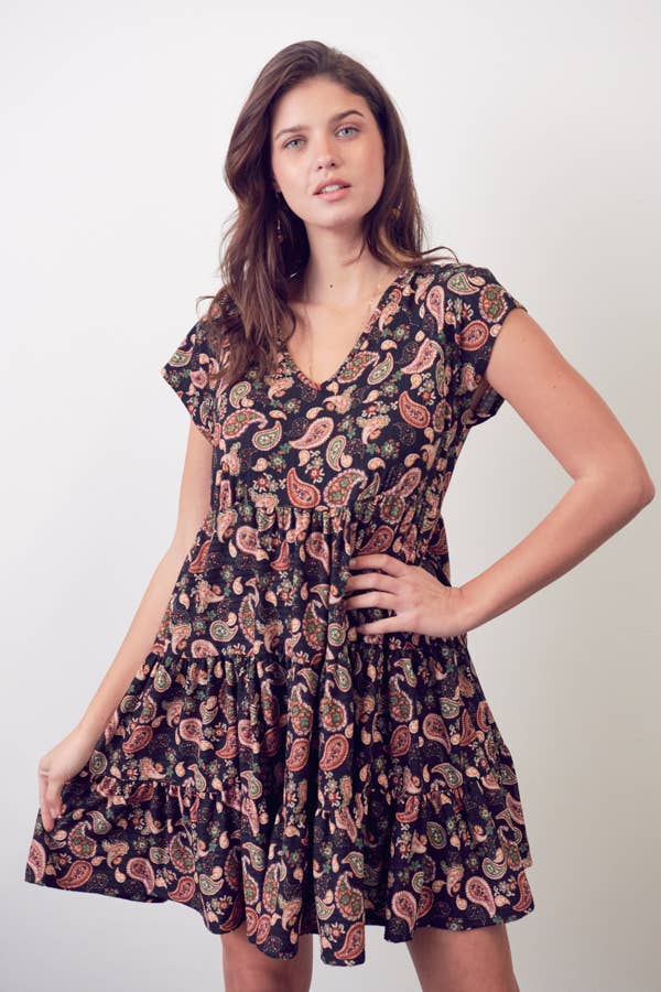 JADE BY JANE – wholesale Klänning - Dam – PAISLEY PRINT VNECK BABYDOLL-KLÄNNING - Bohemisk Stil3