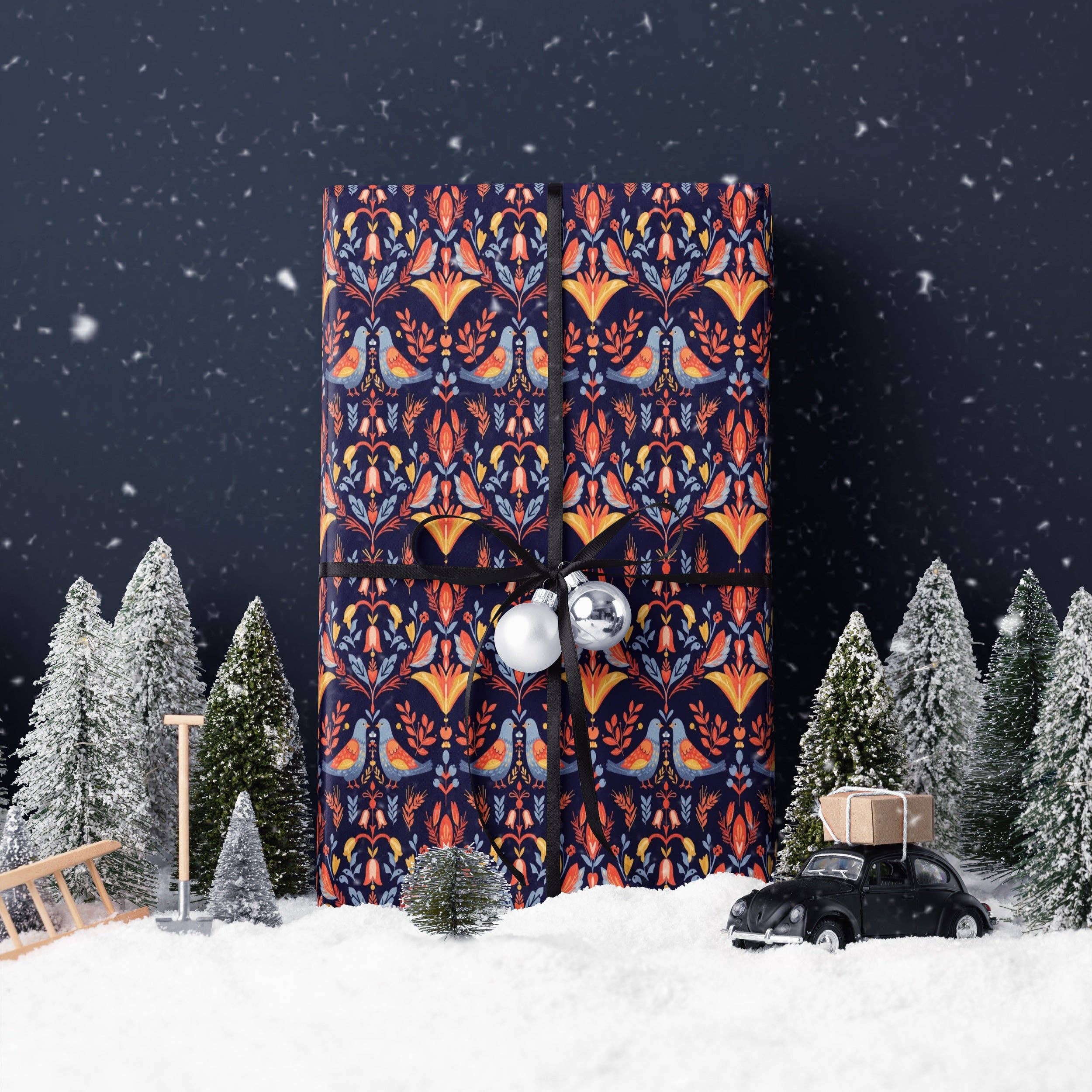 MagicMerchEmporium – wholesale Wrapping paper roll – Nordic Folk Art Wrapping Paper4