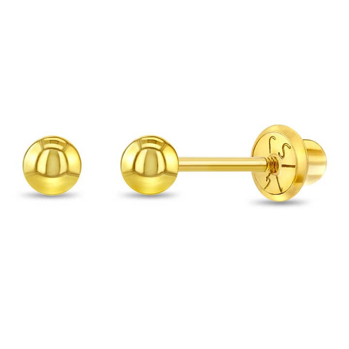 14k Gold Classic Ball 3-6mm Baby / Toddler / Kids Earrings for wholesale by In Season Jewelry