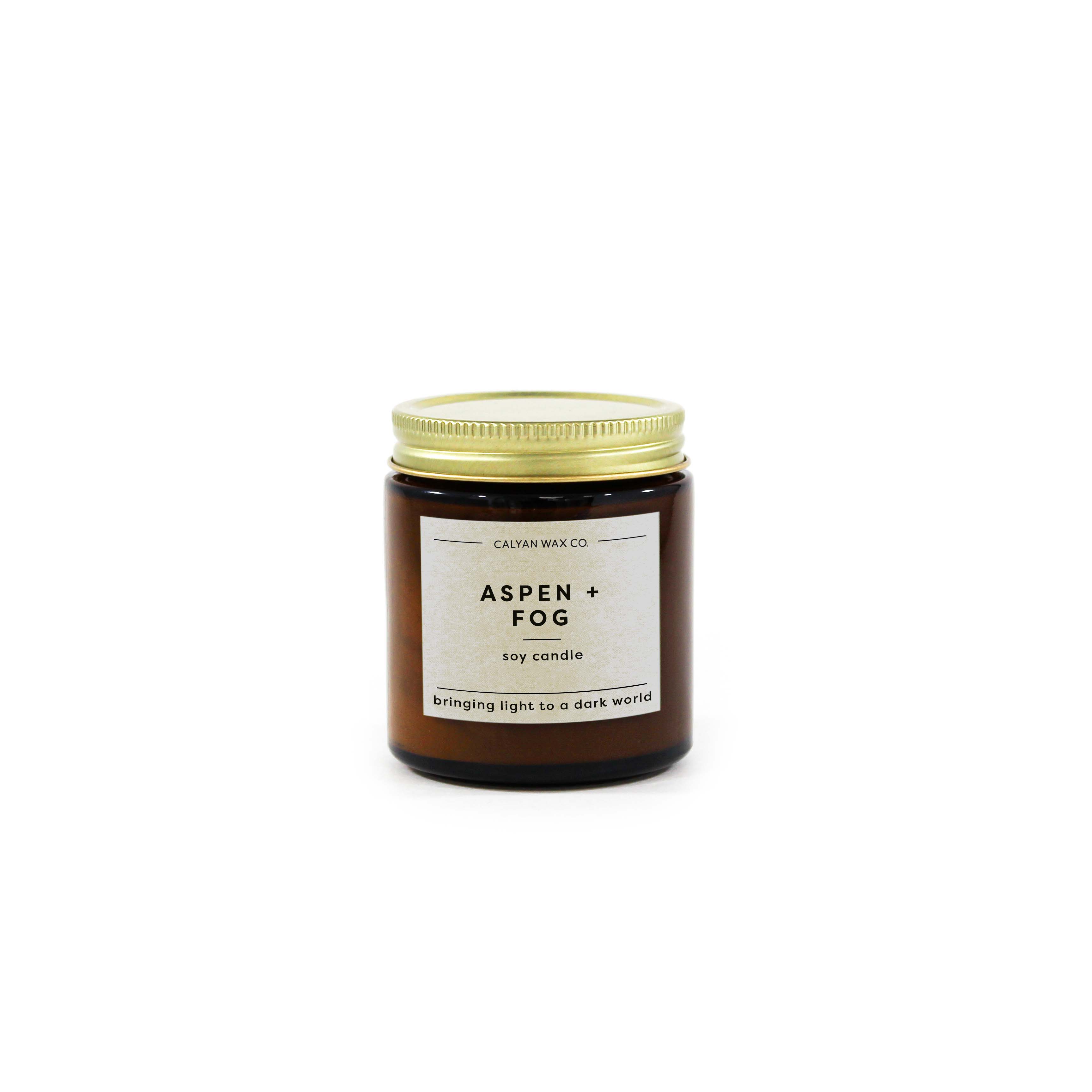 Calyan Wax Co. – wholesale Jar/filled candle – Aspen + Fog - Mini Amber Jar Soy Candle6