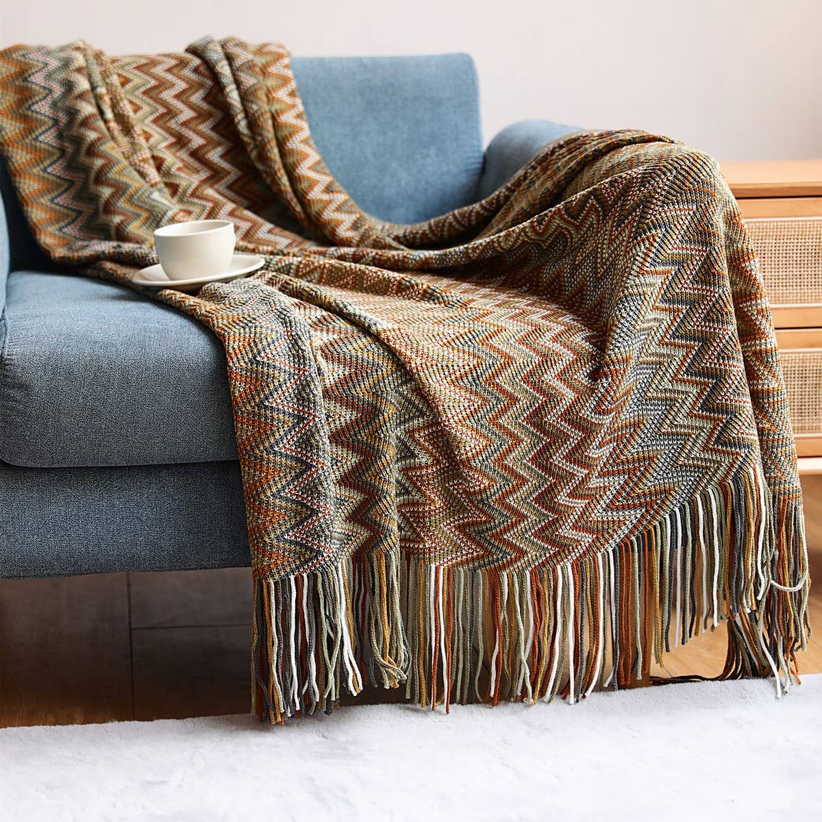 ACCITY - Wholesale Throw Blanket - KNITTED STRIPED SOFA BLANKET BLANKET_CWMM01855