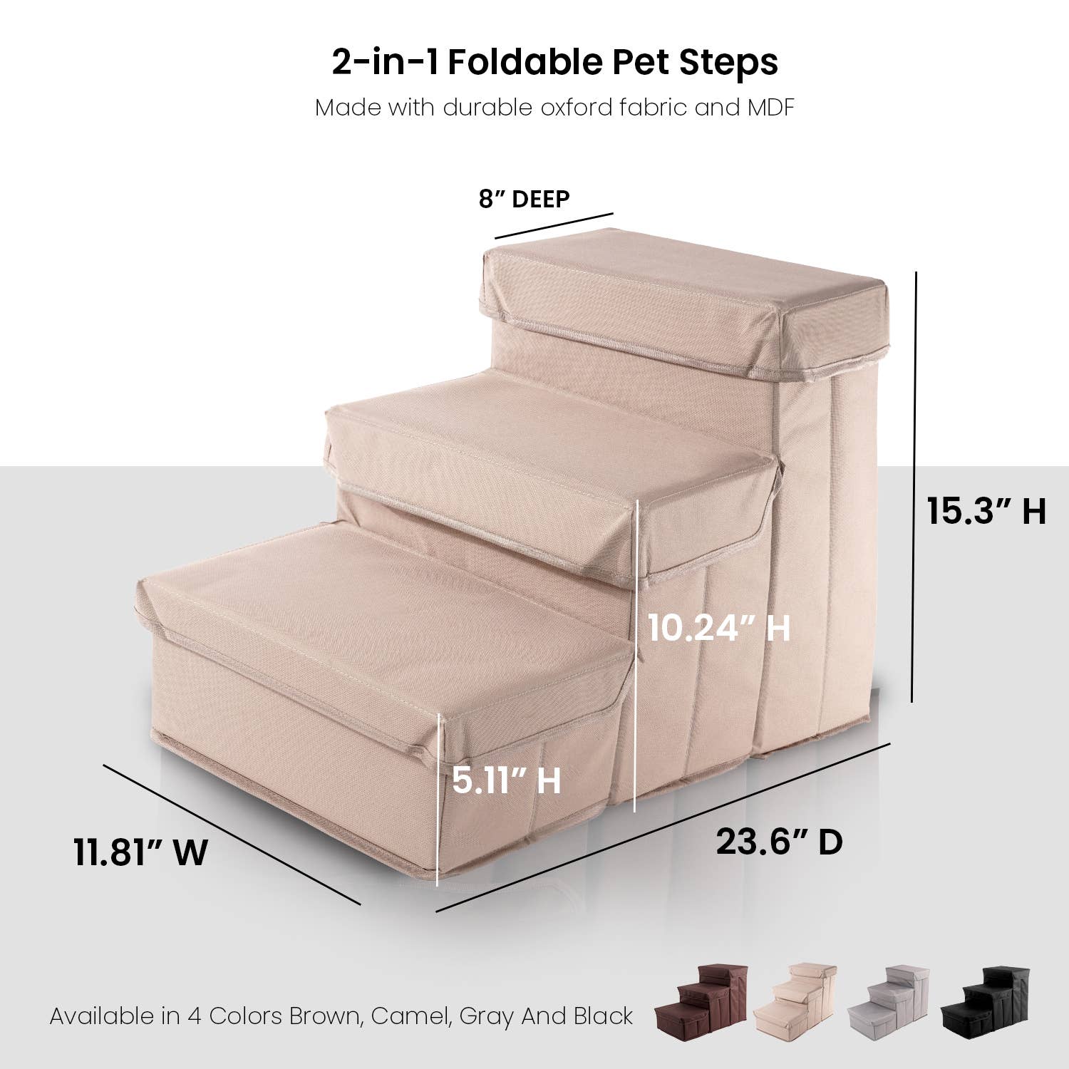 Precious Tails - Vente Escalier et rampe – chat et chien - Étapes de rangement pliables Home Base en 3 étapes pour animaux de compagnie9