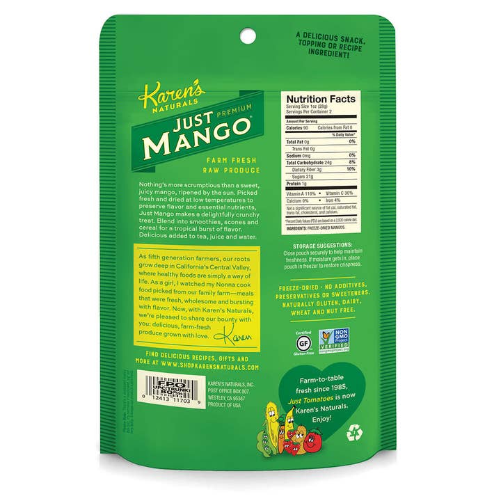 Karen's Naturals - Wholesale Dried/dehydrated fruit - Just Mango - 2oz1