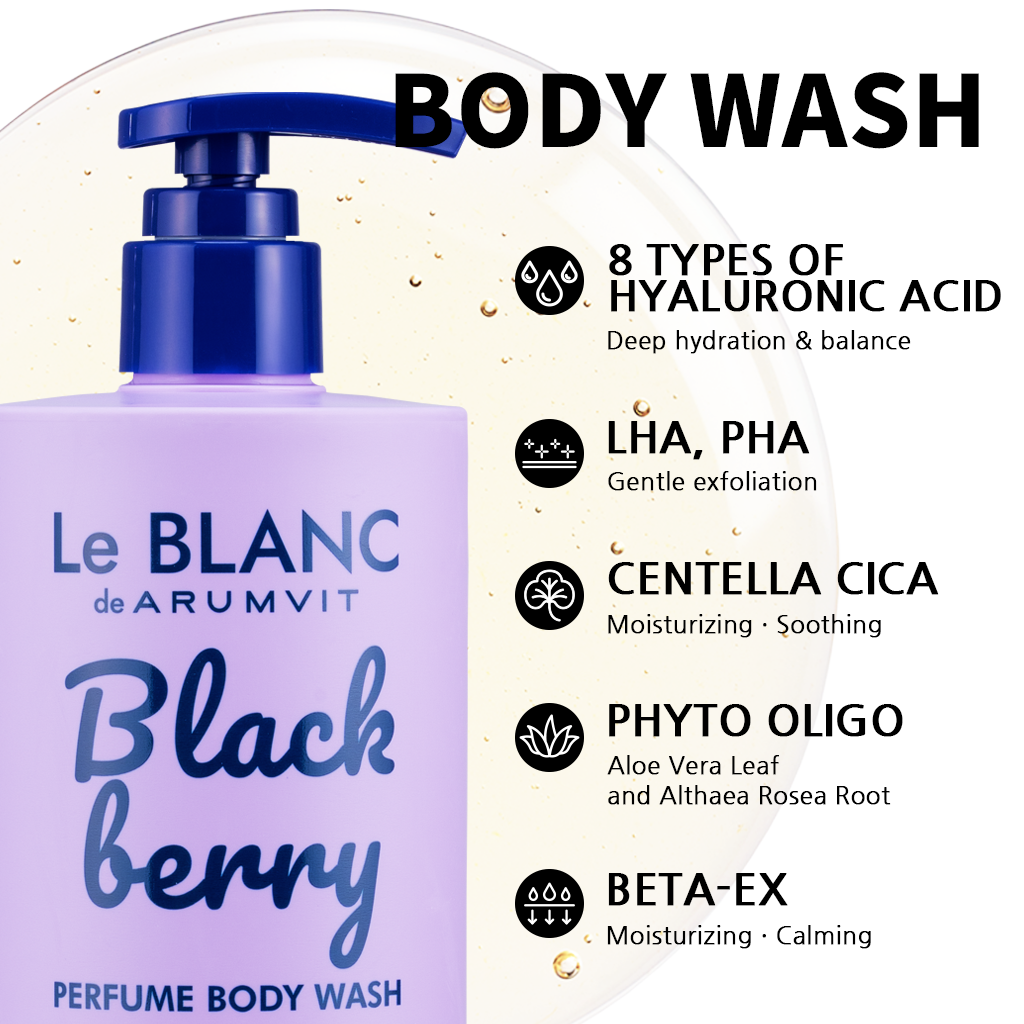 LADAMER, OSHINCHAE,MEDI-PEEL(MDP+) - Vendita all'ingrosso Crema/lozione corpo - Le BLANC – Bagnoschiuma alla Mora 300ml / 10.1 fl. oz.1