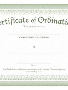 Ordinationscertifikat - Premium, grøn folie præget for engroshandel hos Warner Press