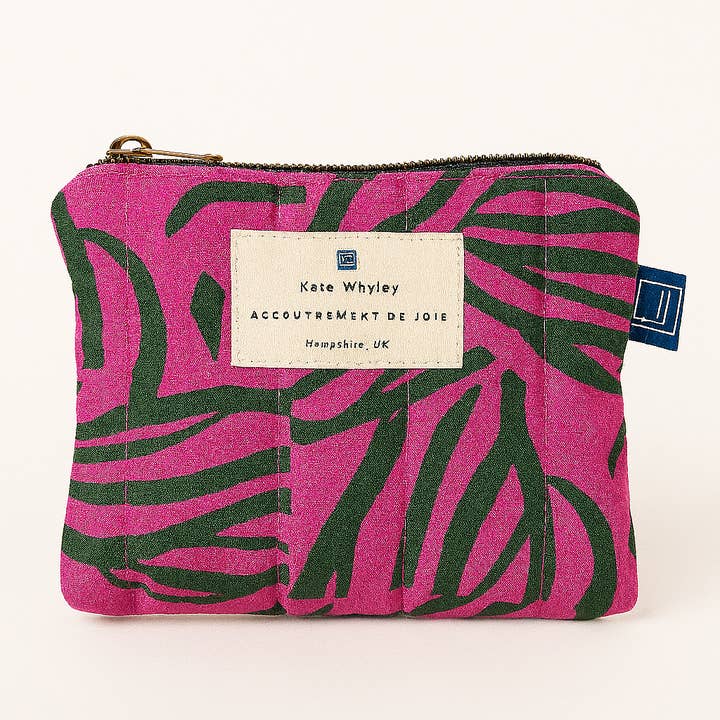Fuchsia Safari print design accessories pouch 3 sizes for wholesale by Kate Whyley
