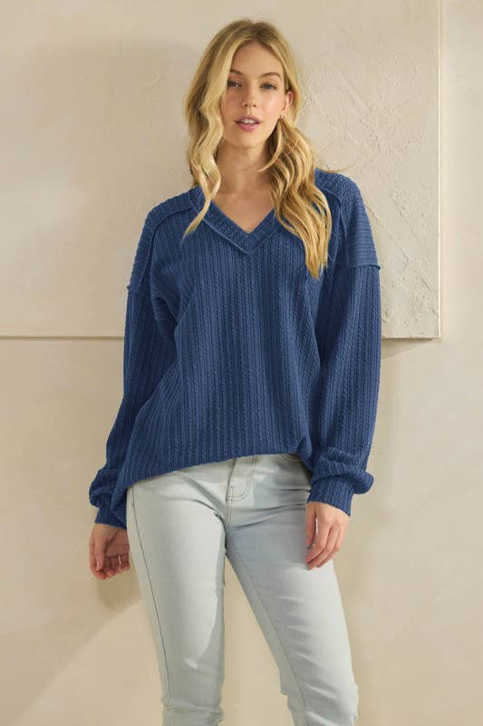 HEIMISH - Wholesale Tunic - Women's - ET7650-24 LONG PUFF SLEEVE SOLID TOP2