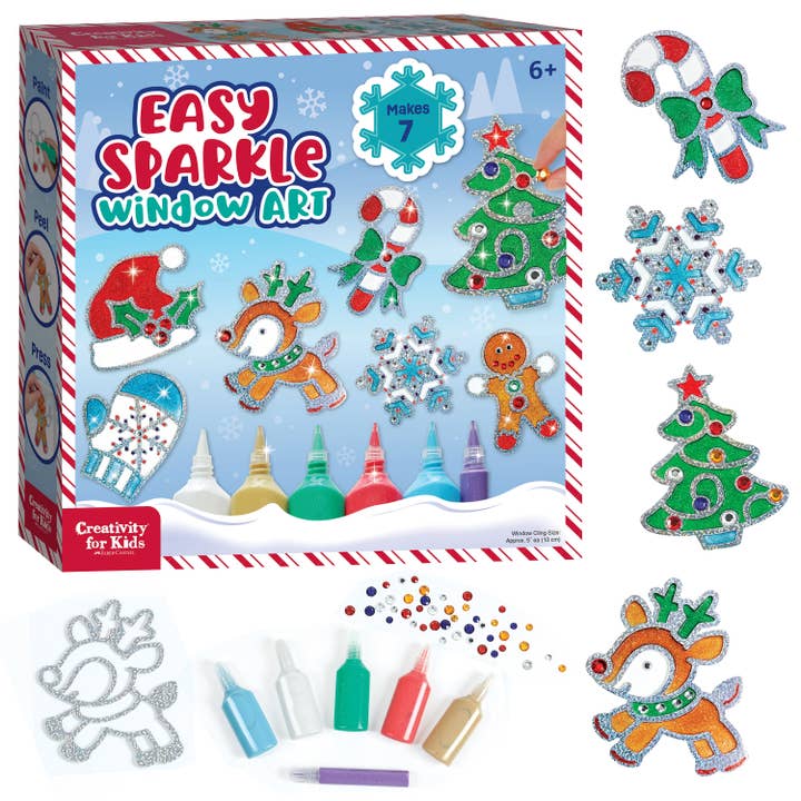 Holiday Easy Sparkle Window Art DIY Craft Kit for Kids for wholesale by Faber-Castell / Creativity for Kids