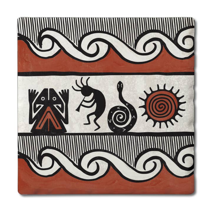 "Pueblo" Single Absorbent Tumbled Tile Coaster for wholesale by CounterArt/Highland Home/Thirstystone/CoasterStone