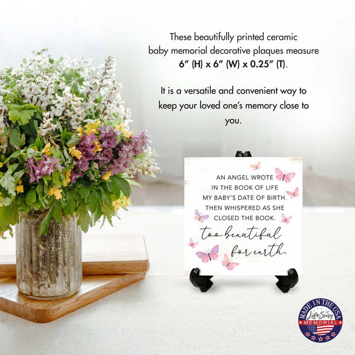 LifeSong Milestones - Wholesale Plaque - Too Beautiful for Earth Baby Memorial Gift Plaque