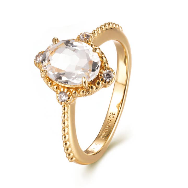 White Topaz Versailles Ring- 14k Gold Vermeil for wholesale on Faire