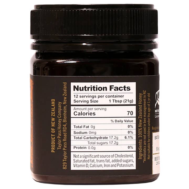 Naturz Beez - Wholesale Honing - Taylor Pass Reserve Manuka Honing UMF 5+ MGO83+ 250g
