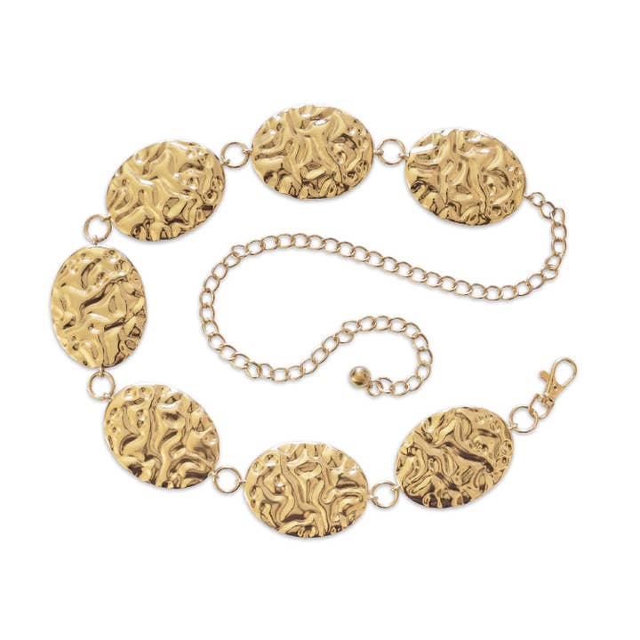 Texas Sun Western Wear - Wholesale Belt - Women's - Hammered Metal Western Boho Oversized Concho Chain Belt5