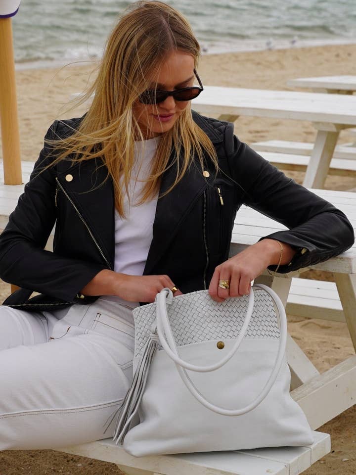 Billie Tote | White for wholesale by Cadelle Leather