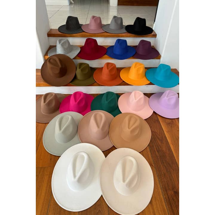 One and Only Accessories - Wholesale Fedora - Women's - Best seller Fashion Classic Wide Brim Felt Hat New Color